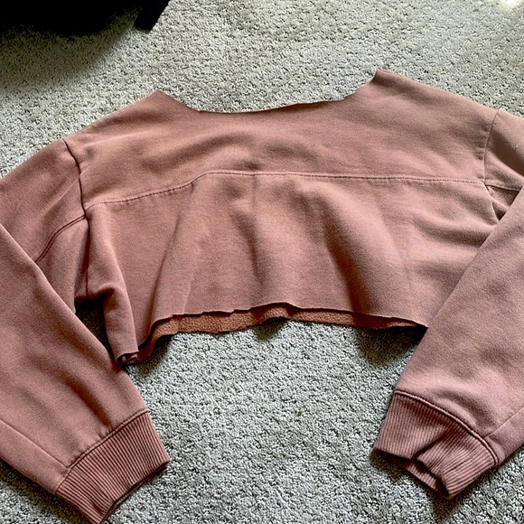 womens cropped off the shoulder mocha sweater - Picture 2 of 2